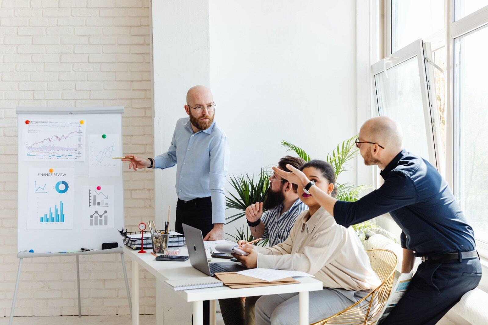 Team presenting a marketing report
